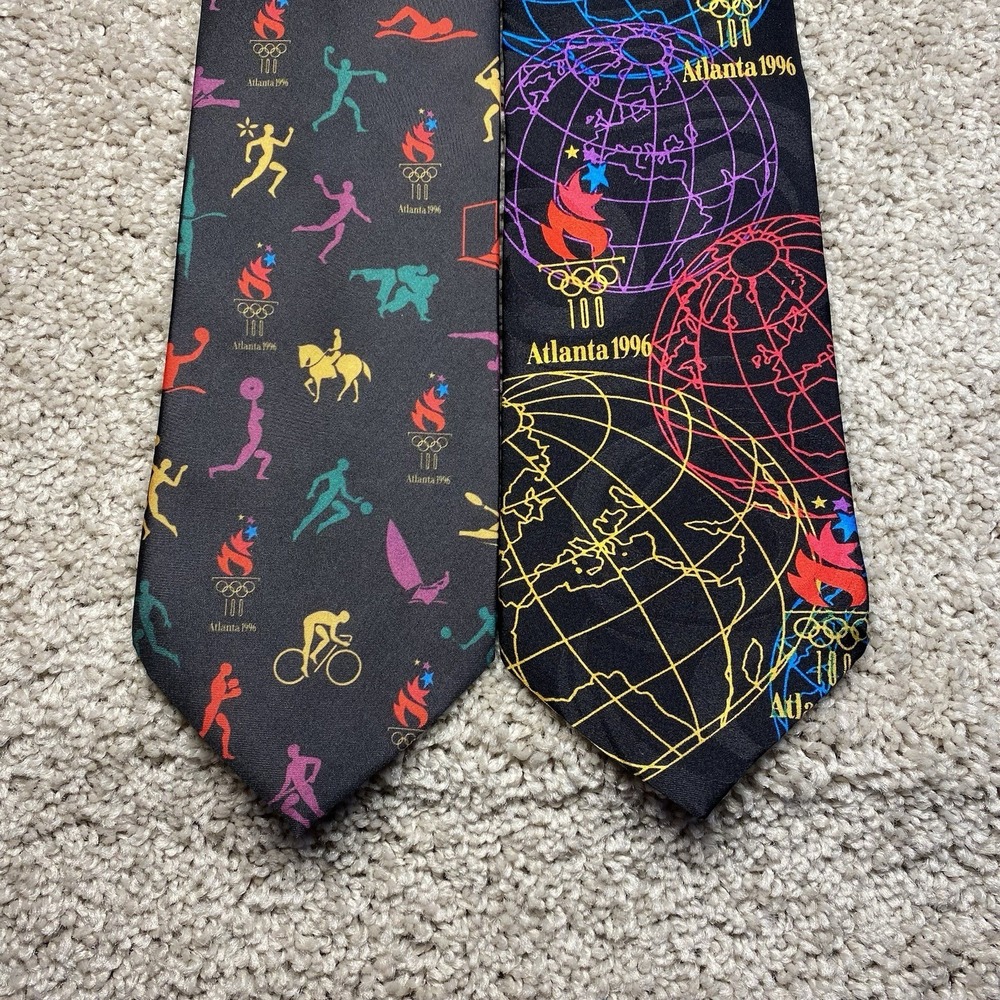 Ralph Marlin Atlanta 1996 Olympic Games Silk Tie 100th Anniversary Vintage Lot 2
